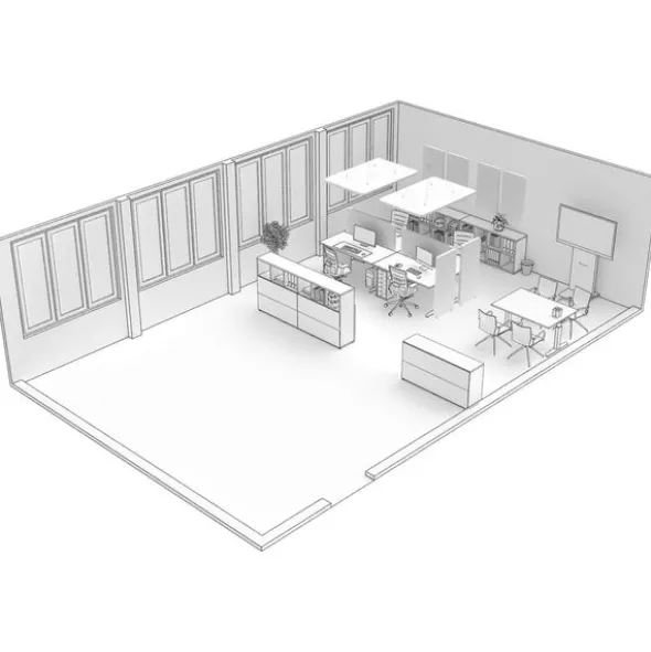 t.akustik Office Set Open Plan WH