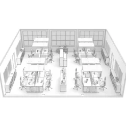 t.akustik Office Set Open Plan 16 WH