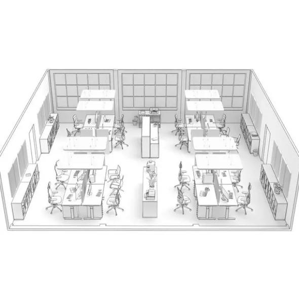 t.akustik Office Set Open Plan 16 WH