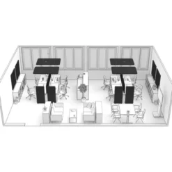 t.akustik Office Set Open Plan 8 BK