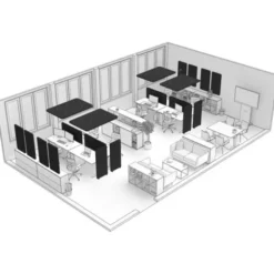 t.akustik Office Set Open Plan 8 BK