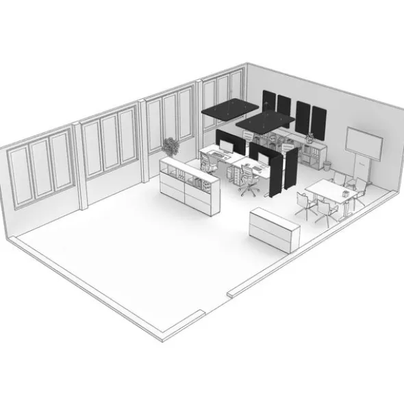 t.akustik Office Set Open Plan BK