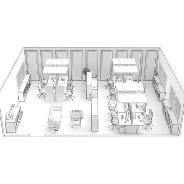 t.akustik Office Set Open Plan 12 WH